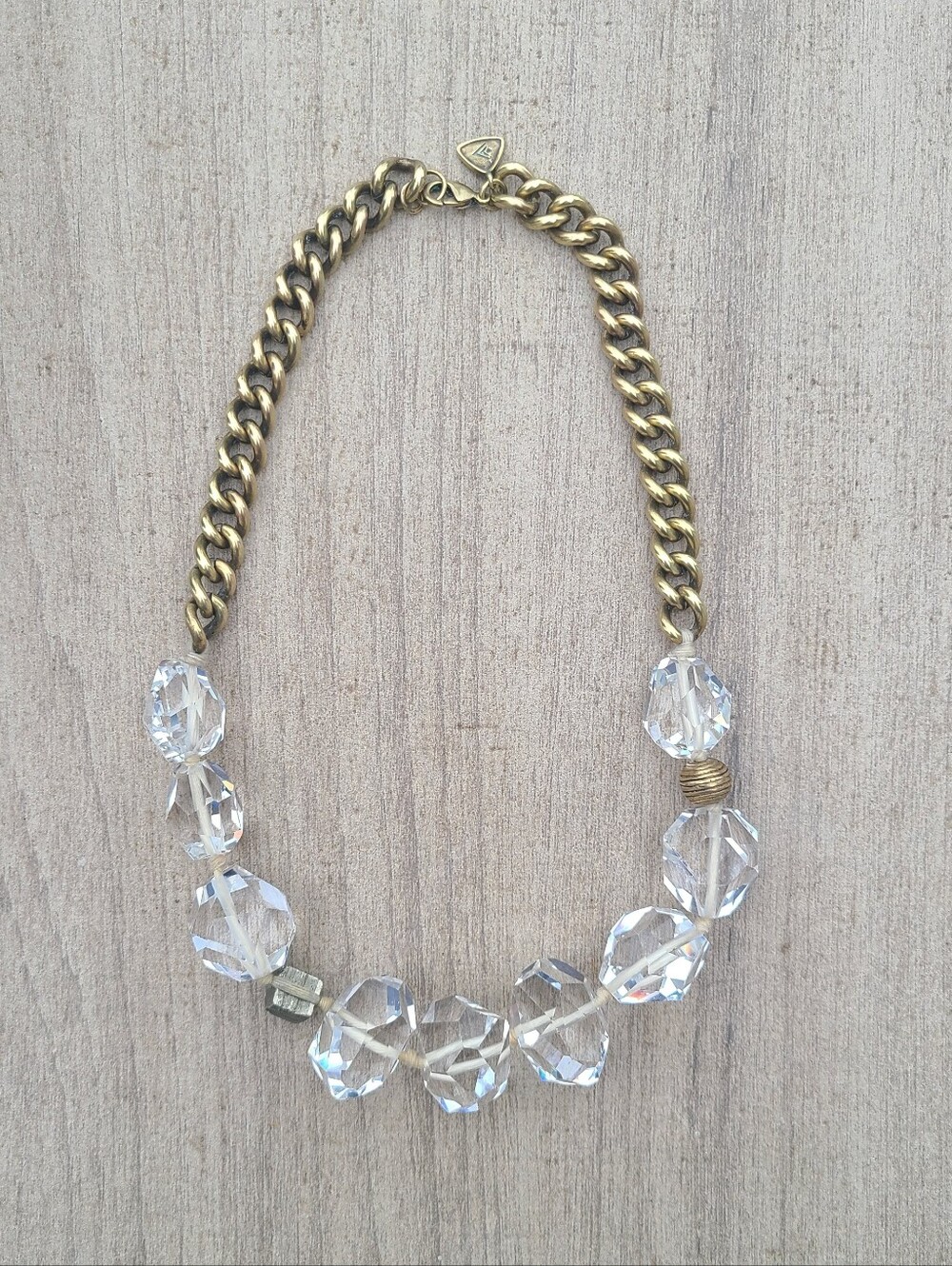 Silpada Crystal Rocks statement necklace faceted clear beads Brass